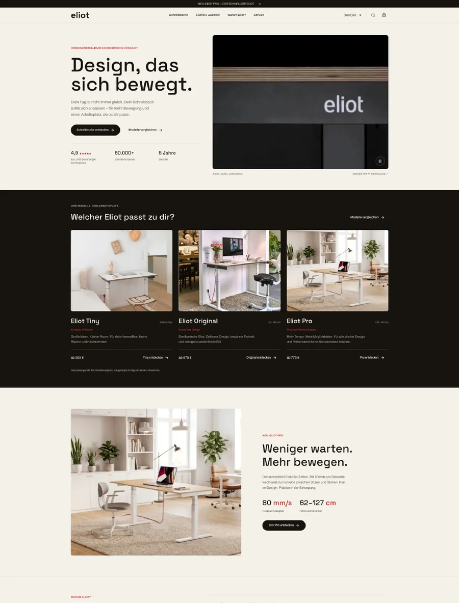 „Design, das sich bewegt.“ – Tiny, Original, Pro direkt danach