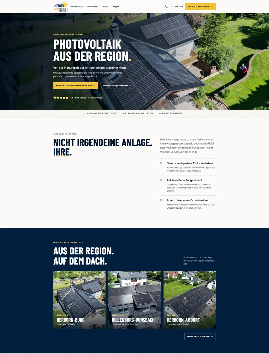 „Photovoltaik aus der Region.“ mit Bewertung im ersten Blick